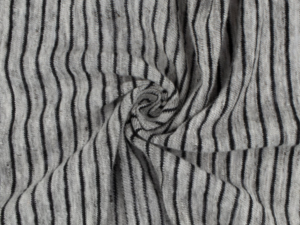 LIN54 - Stripe GH/ Blk  Linen Jersey 2/5"-1/10"